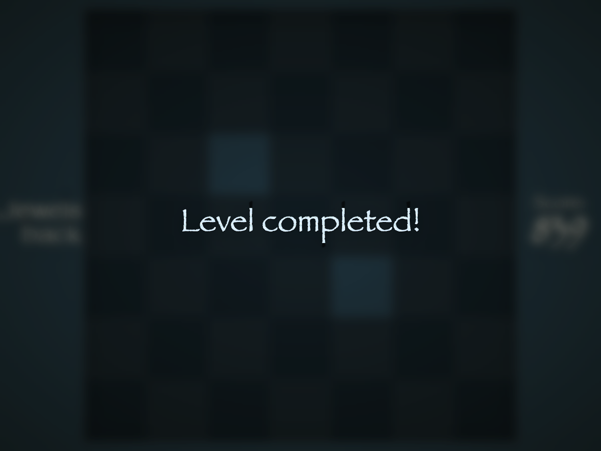 The Level completed message after clearing the early seven-by-seven board